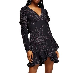 NWT Topshop Ruched Star Long Sleeve Mini Dress